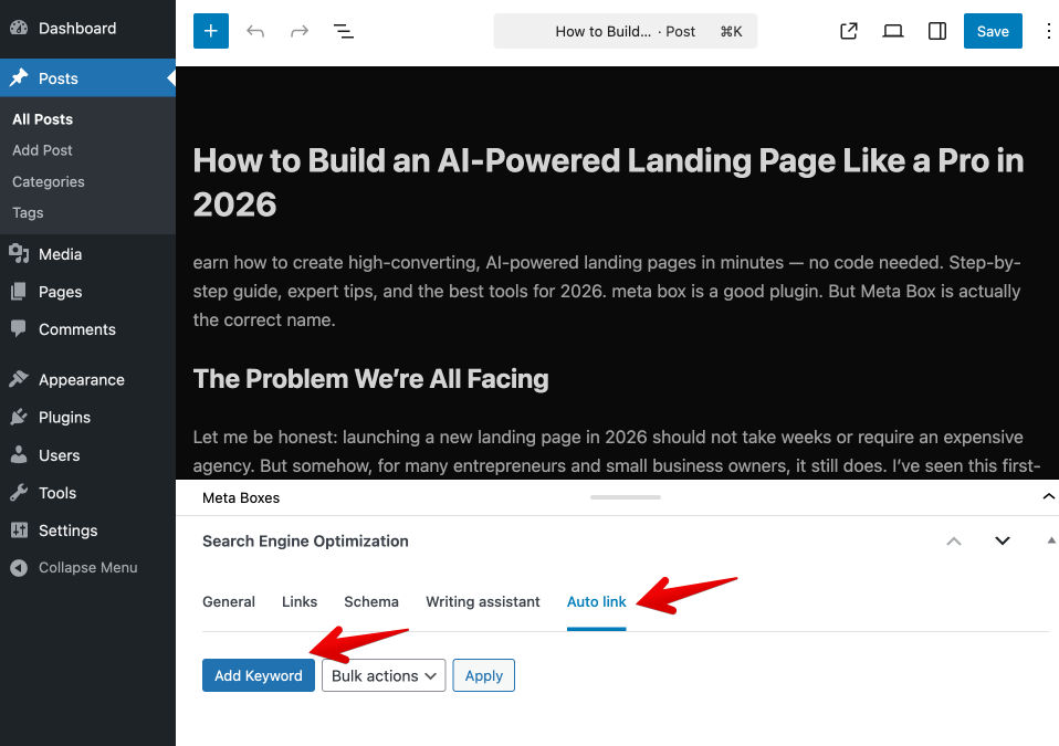 Add a per-post keyword