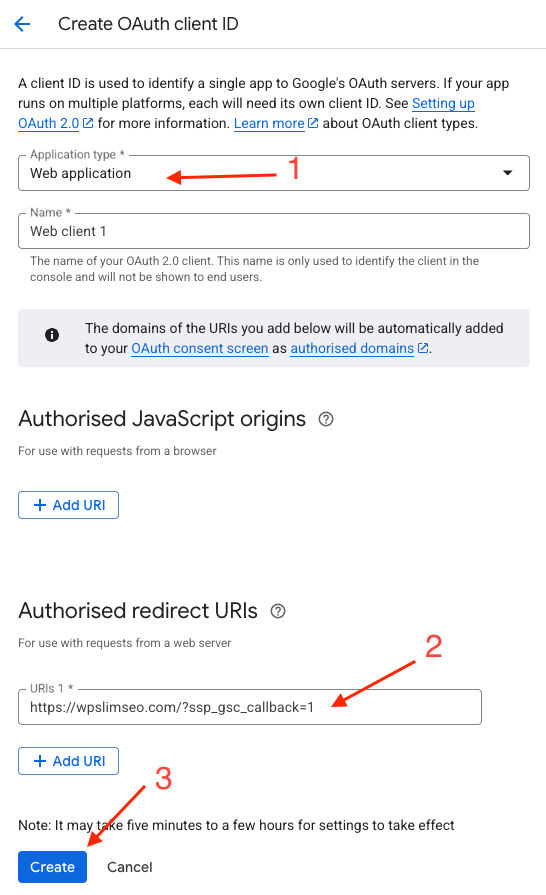 Create OAuth ID