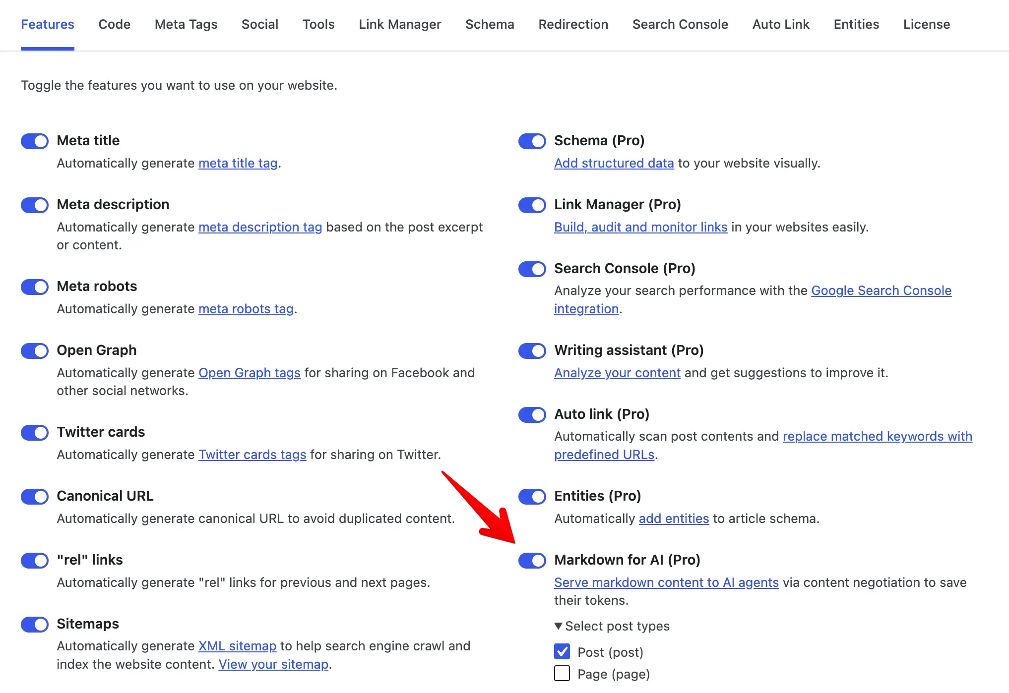 Enable Markdown for AI