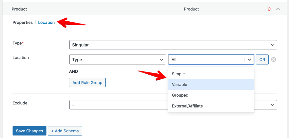 Product type rules