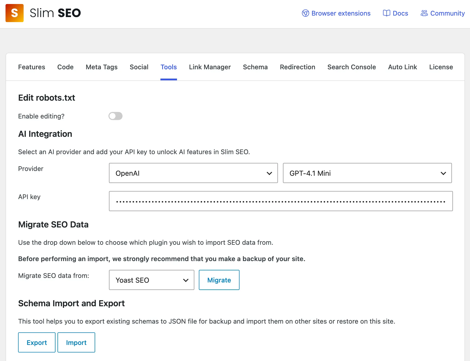 Select AI provider and model